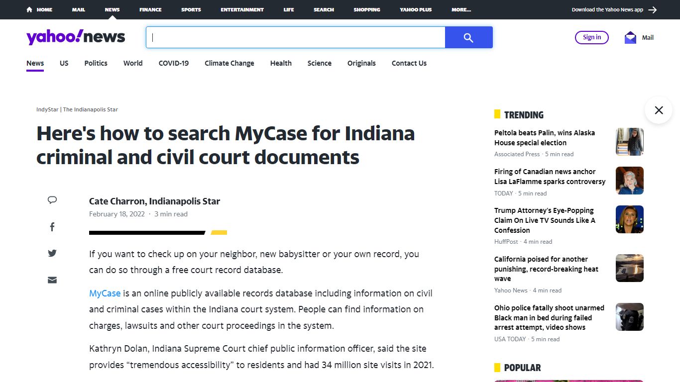 Here's how to search MyCase for Indiana criminal and civil court documents